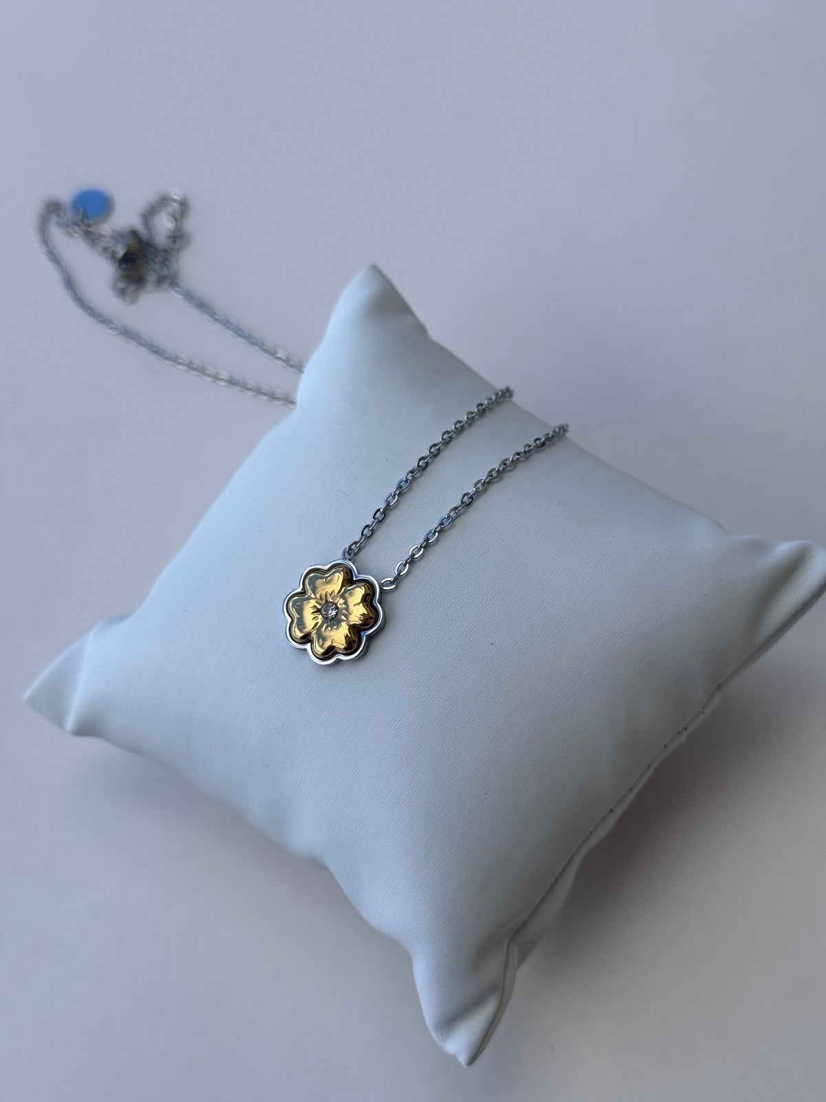 Collana quadrifoglio bicolore