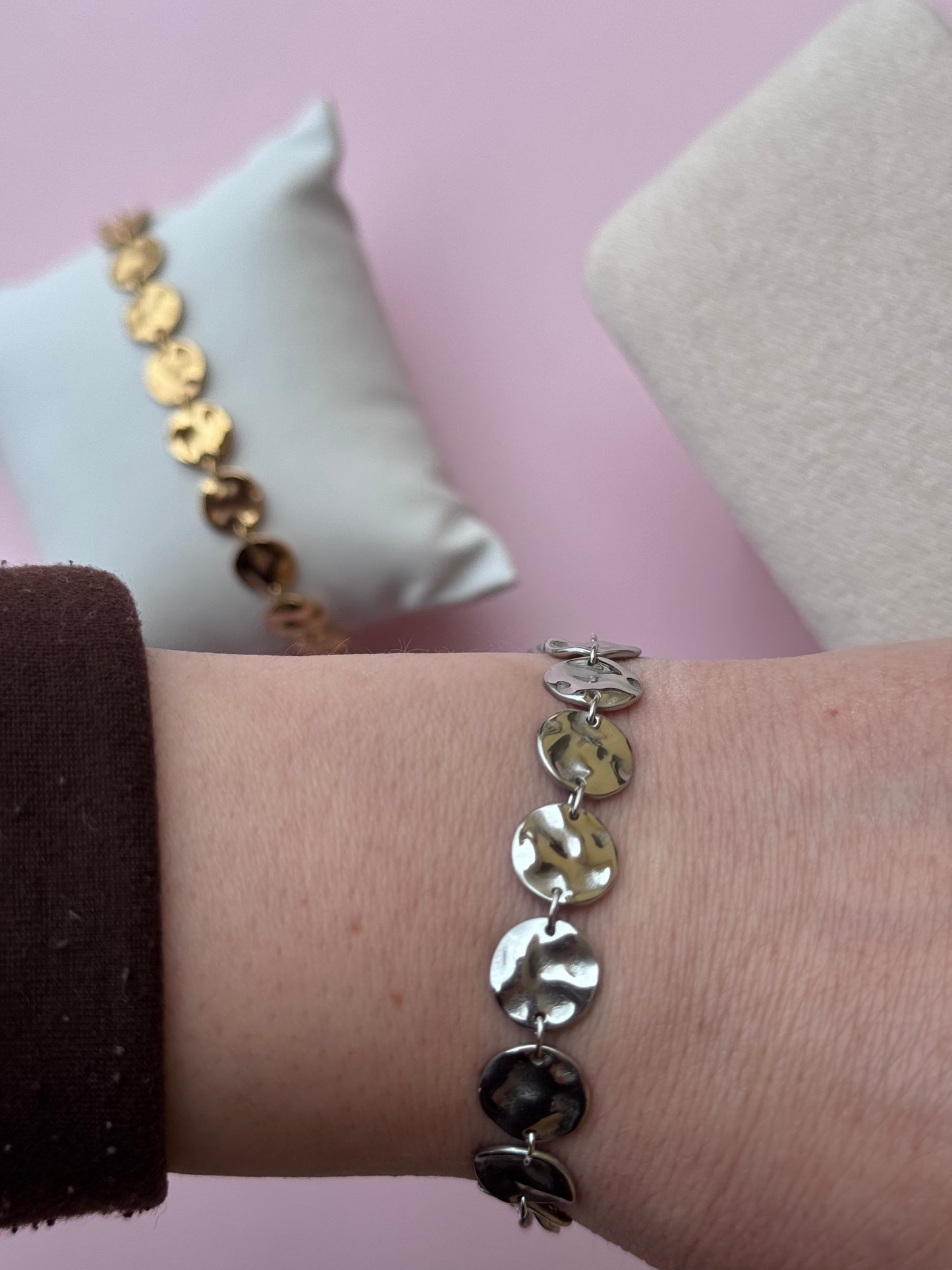 Bracciale dischetti martellati