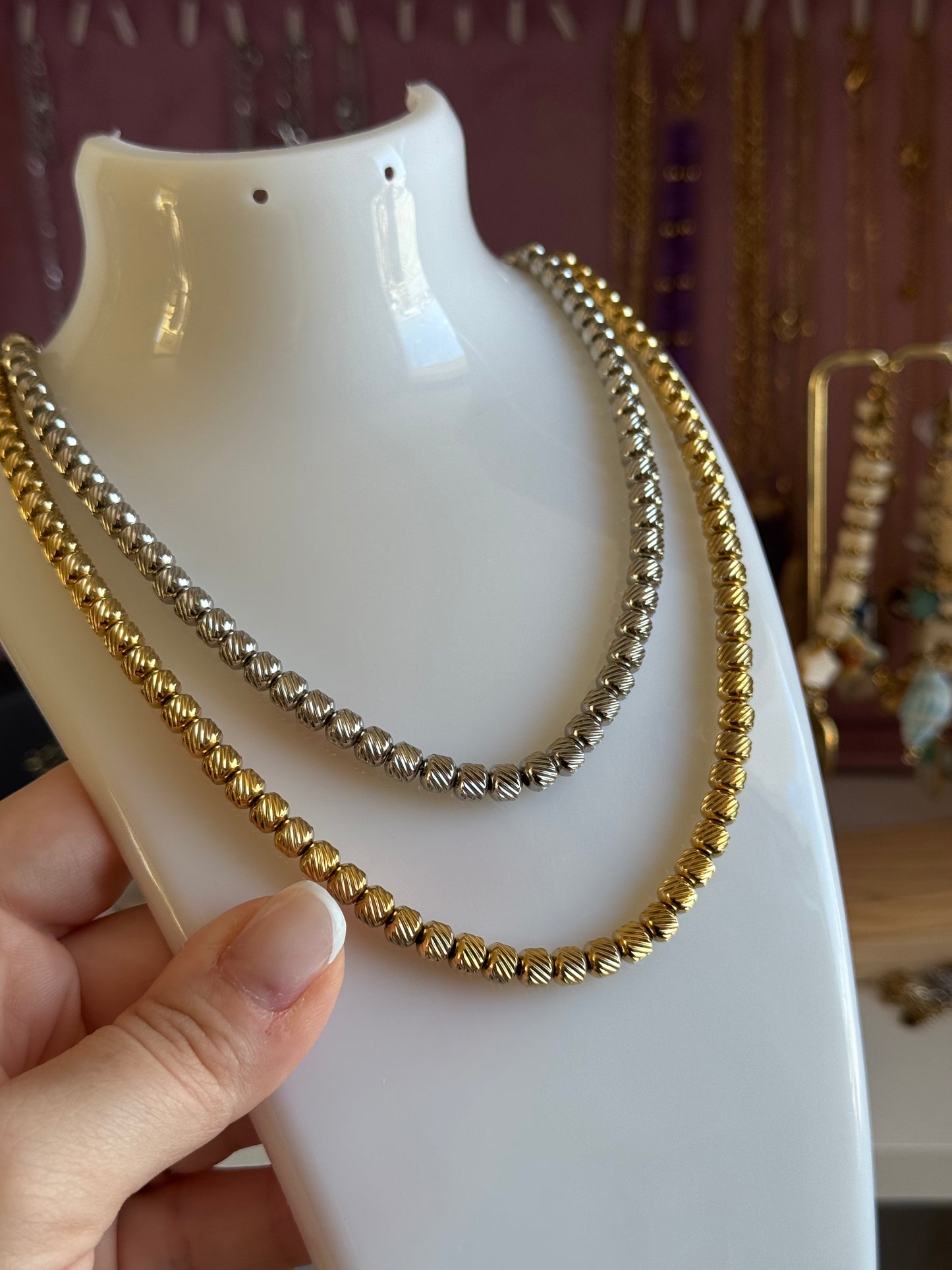 Collana rondelle striate