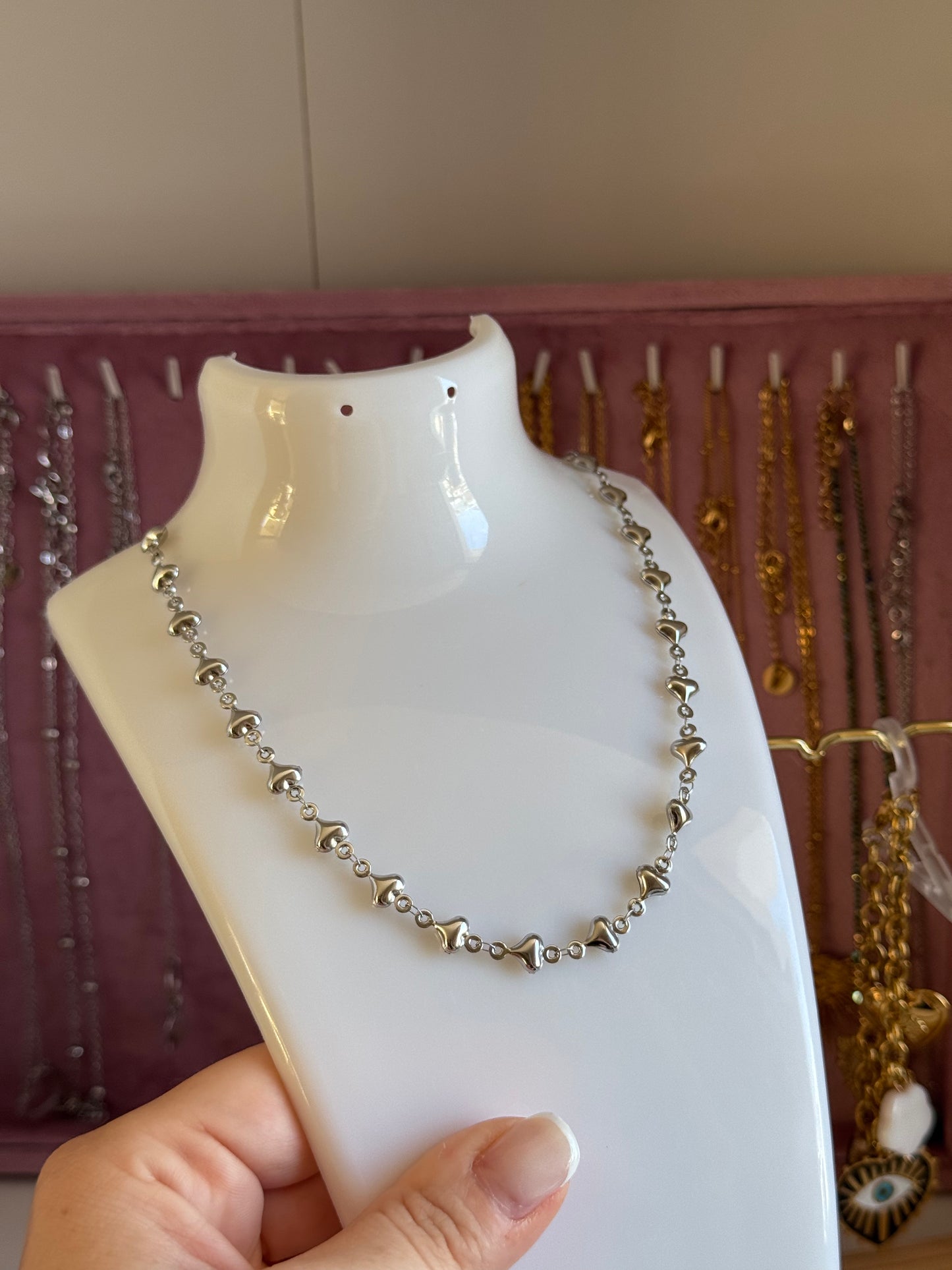 Collana cuoricini sonagli