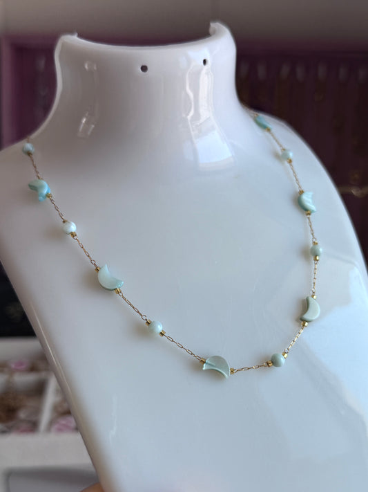 Collana Lunette madreperla celeste