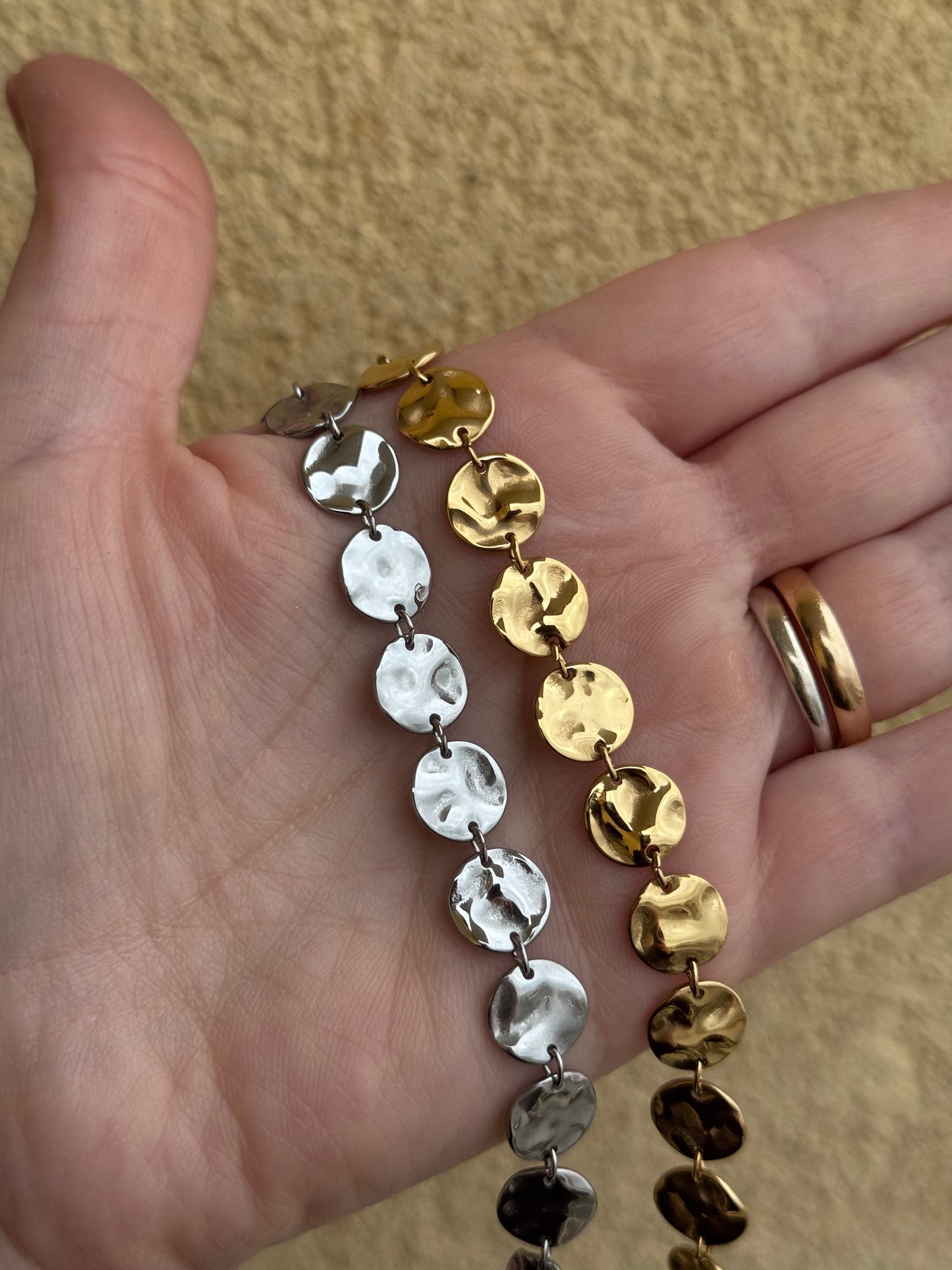 Bracciale dischetti martellati