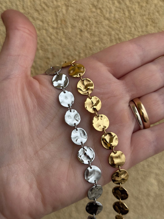 Bracciale dischetti martellati