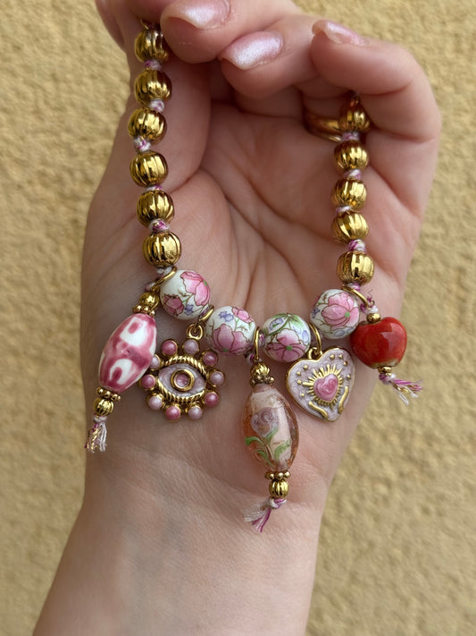 Bracciale dipinto rosa