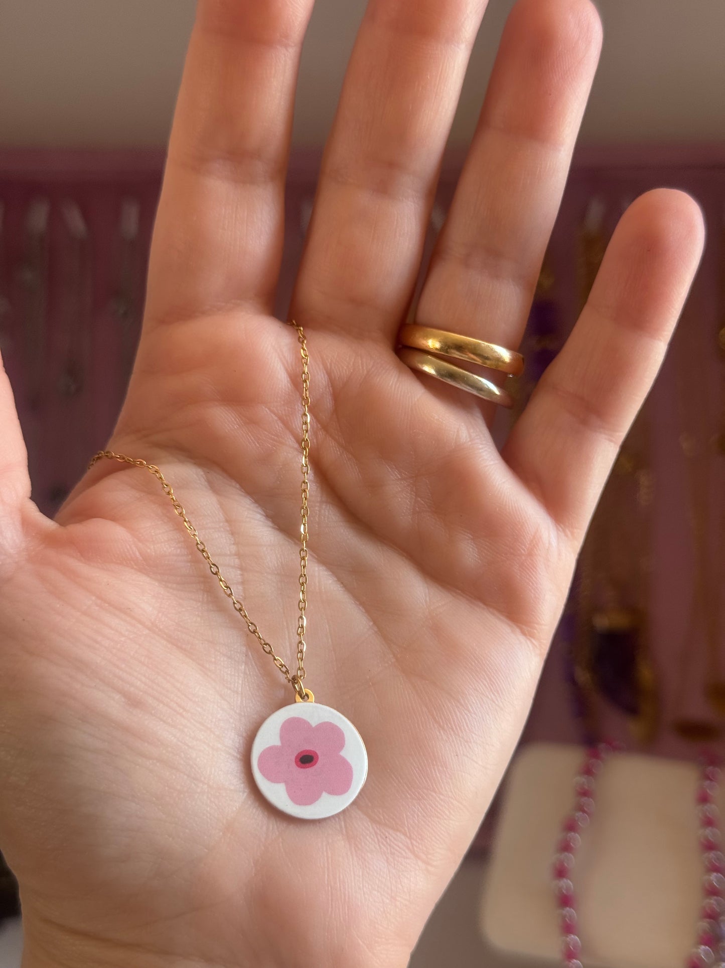 Collana papavero rosa