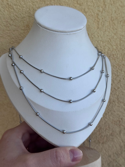 Collana tre giri di sfere