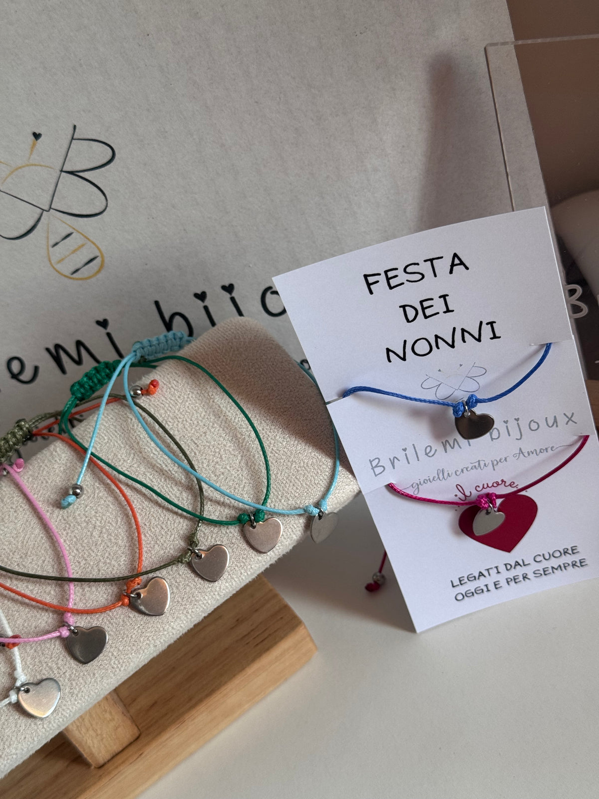 Bracciale CUORE nodo macramè -Festa dei Nonni-