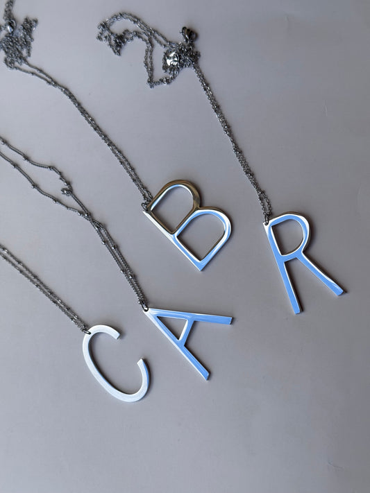 Collana maxi lunghezza lettera big Argento