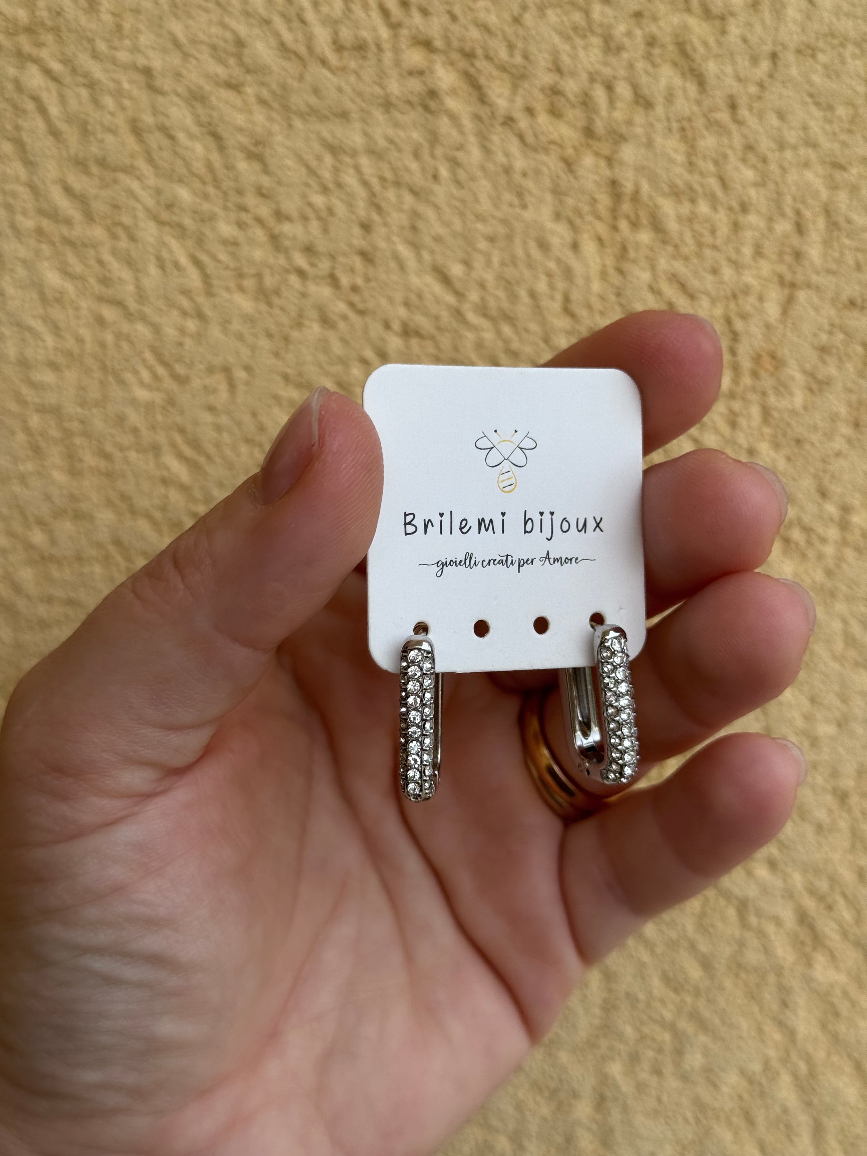 Orecchini baguette strass