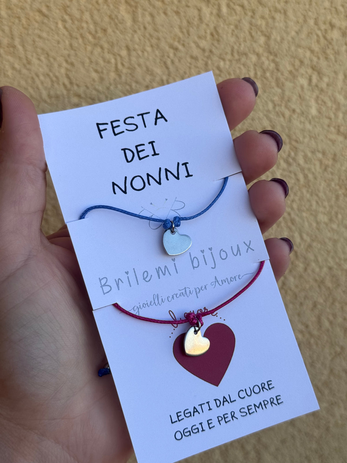 Bracciale CUORE nodo macramè -Festa dei Nonni-