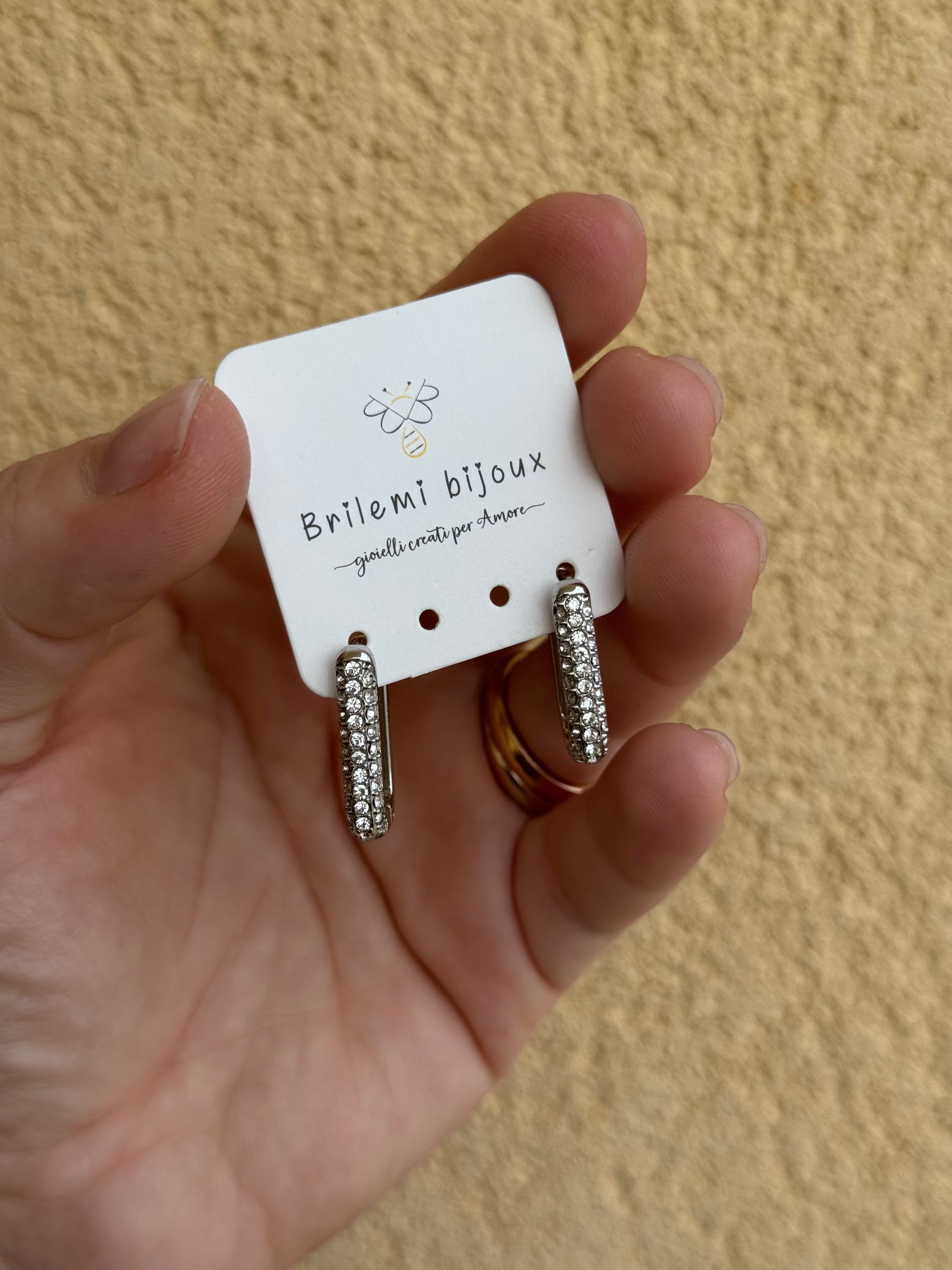 Orecchini baguette strass