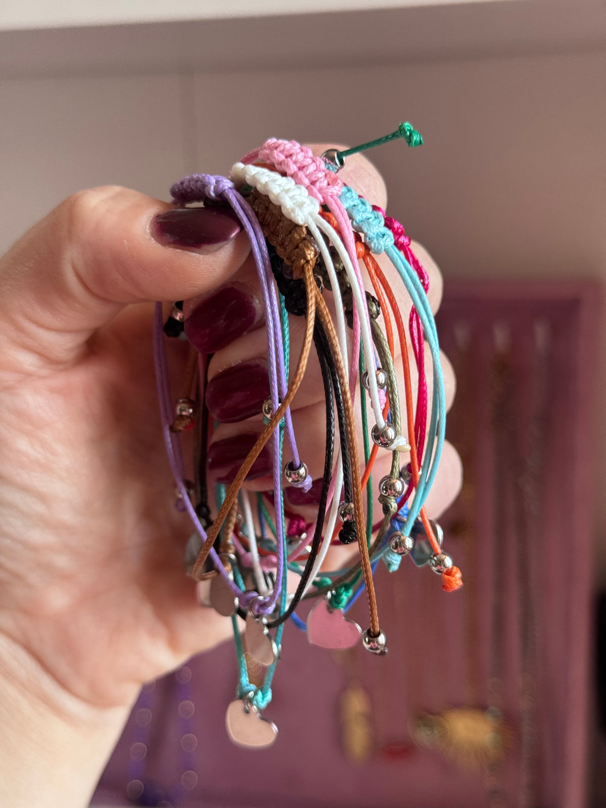 Bracciale CUORE nodo macramè -Festa dei Nonni-