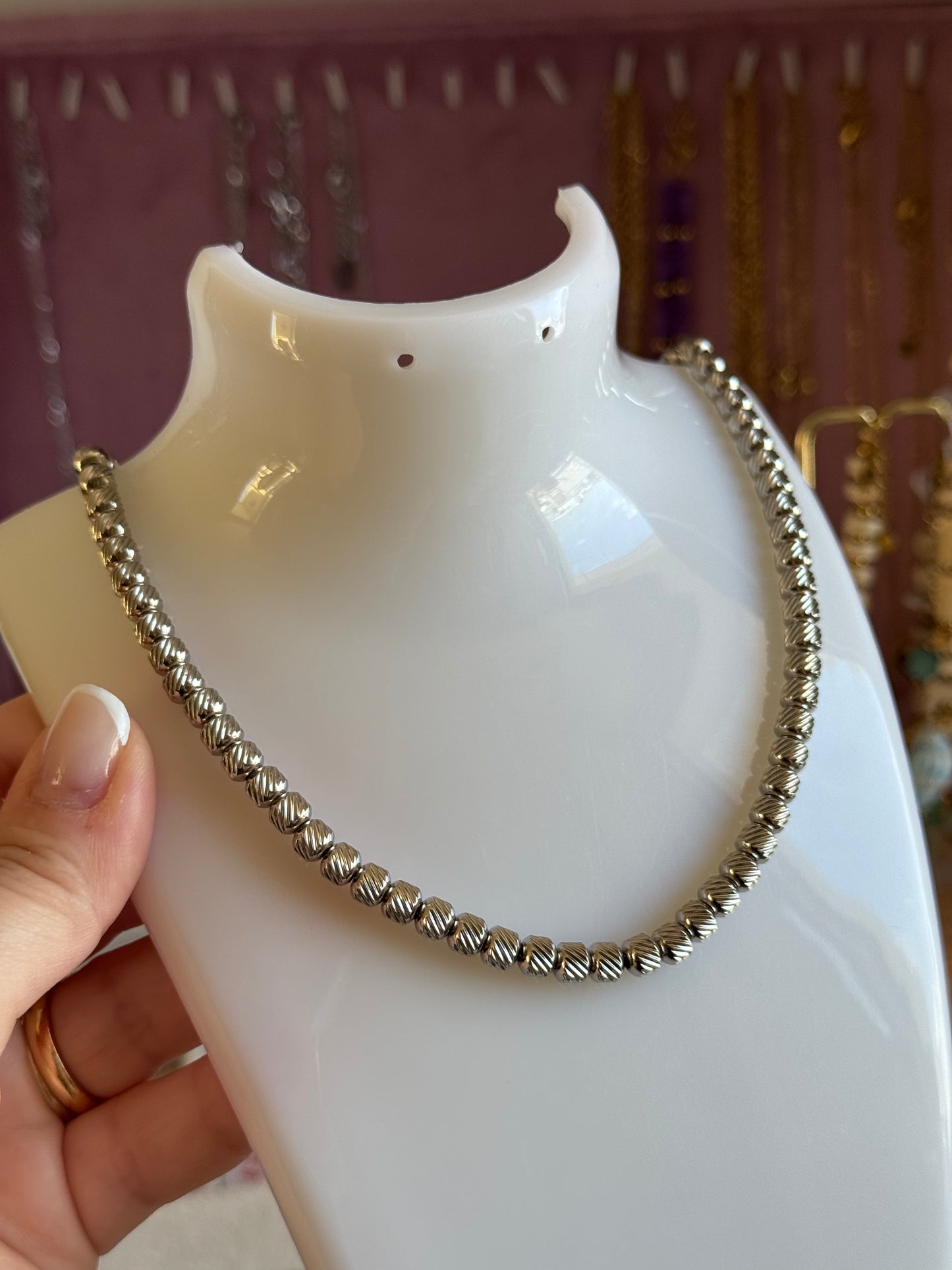Collana rondelle striate