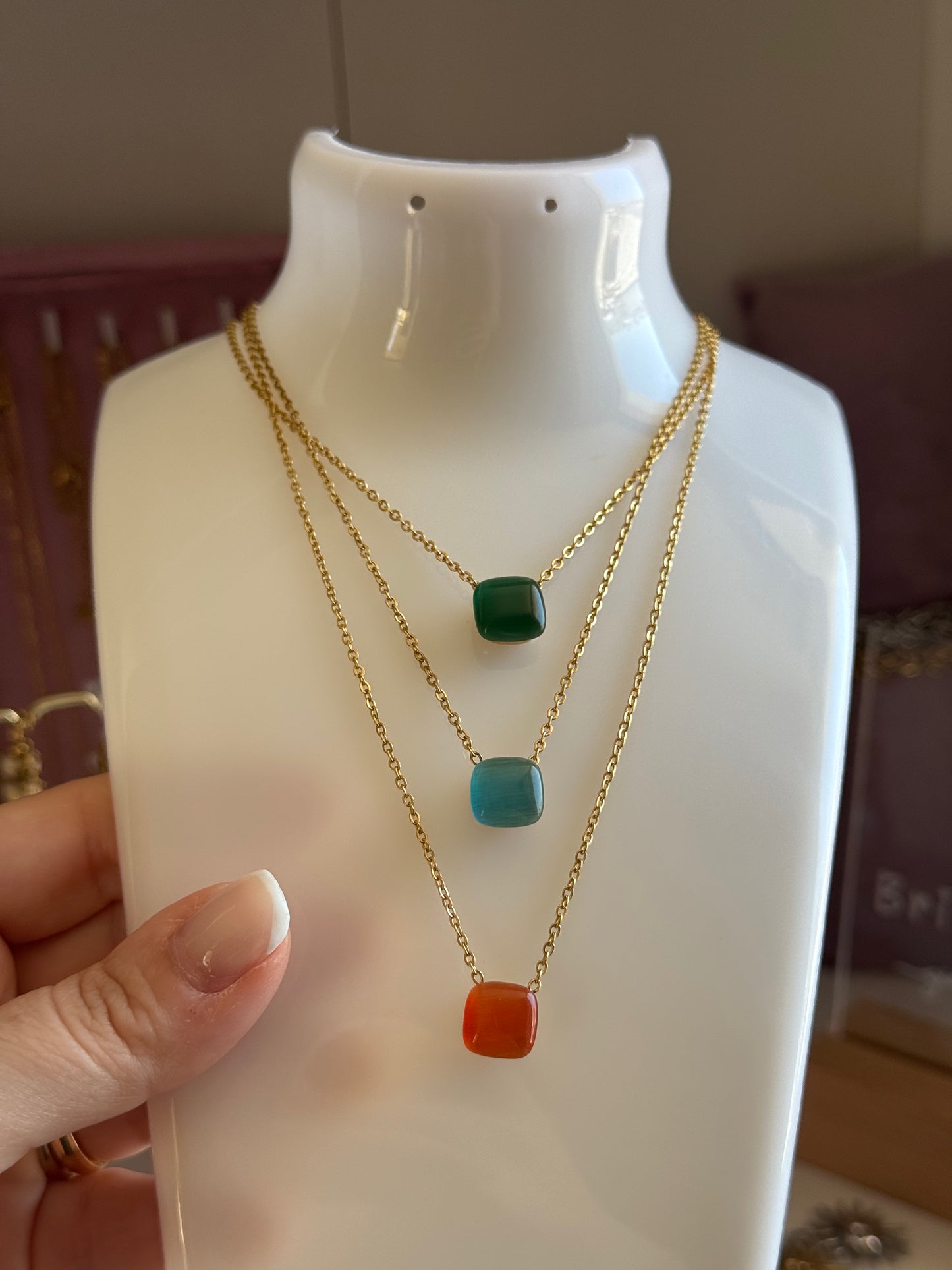 Collana quadrotto colorato