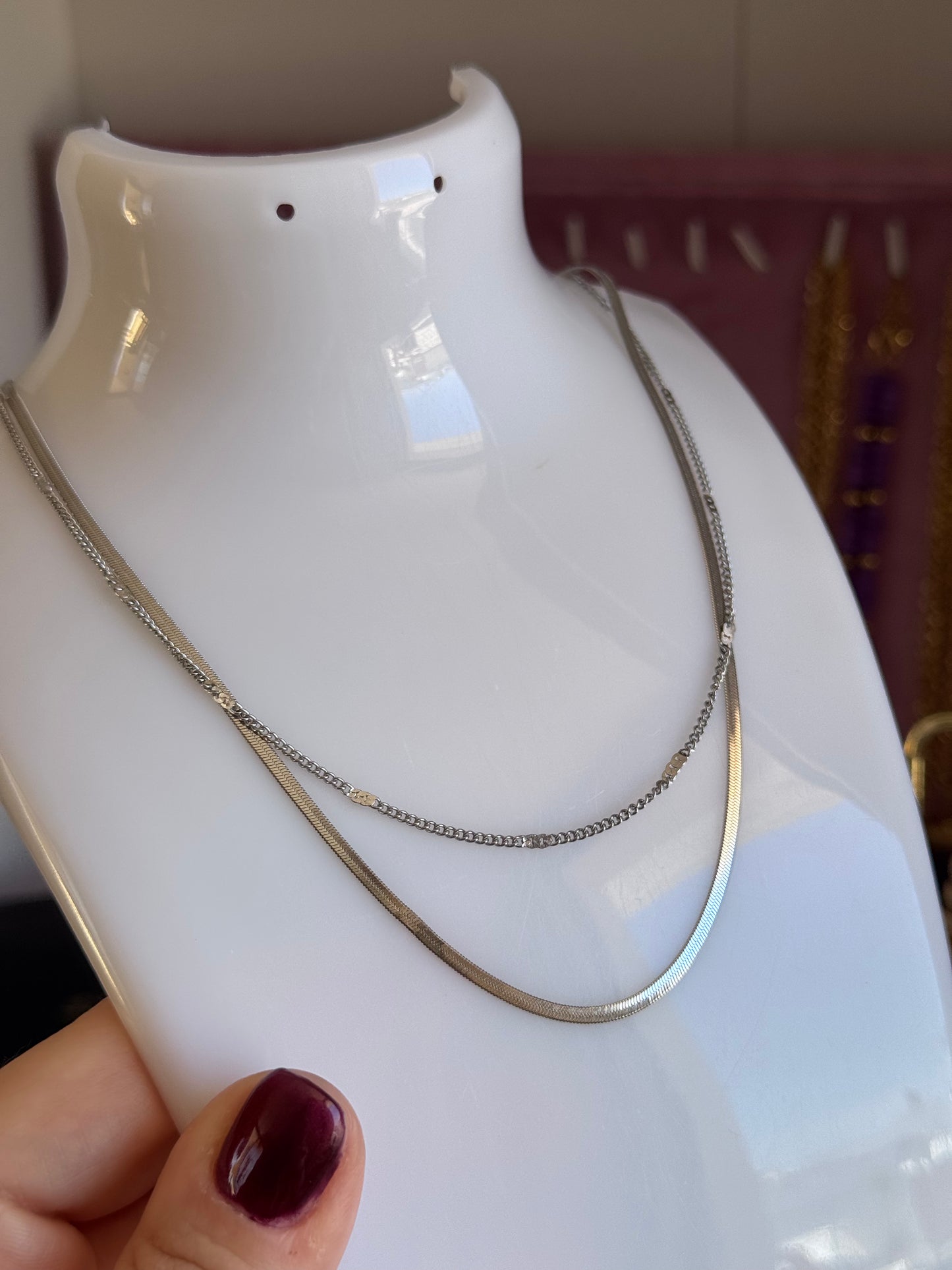 Collana doppio giro grumetta e snake
