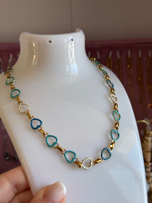 Collana giro di cuori sfumature di azzurro