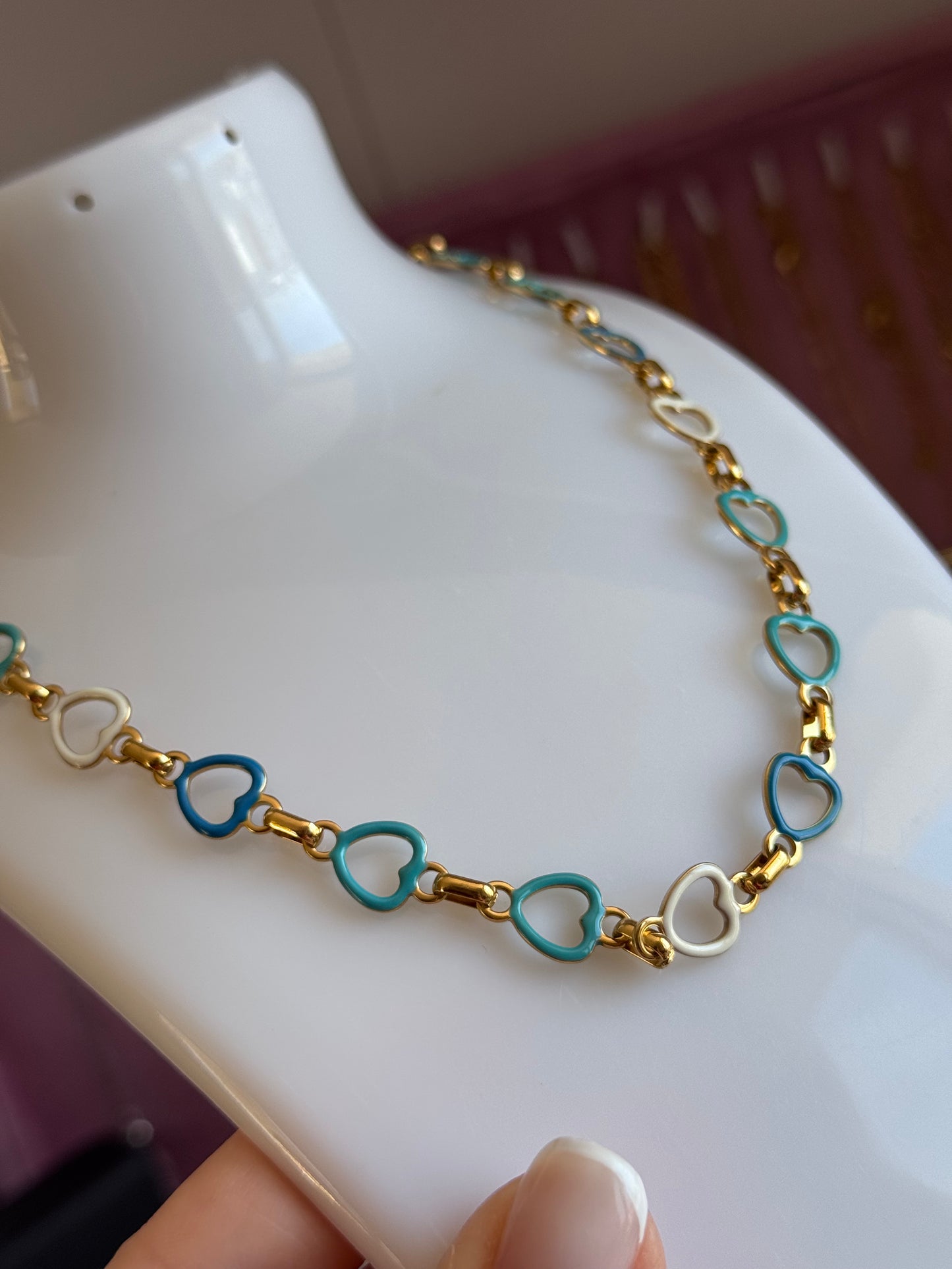 Collana giro di cuori sfumature di azzurro